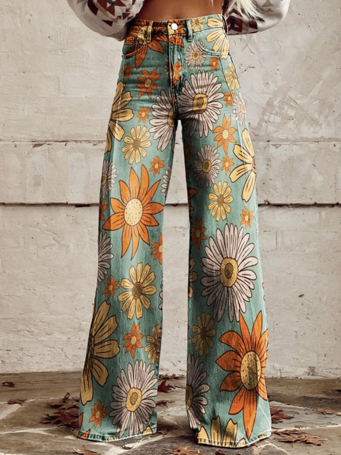 Tara | Retro Floral Wide-Leg Pants
