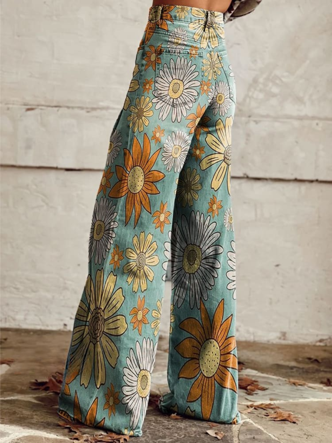 Tara | Retro Floral Wide-Leg Pants