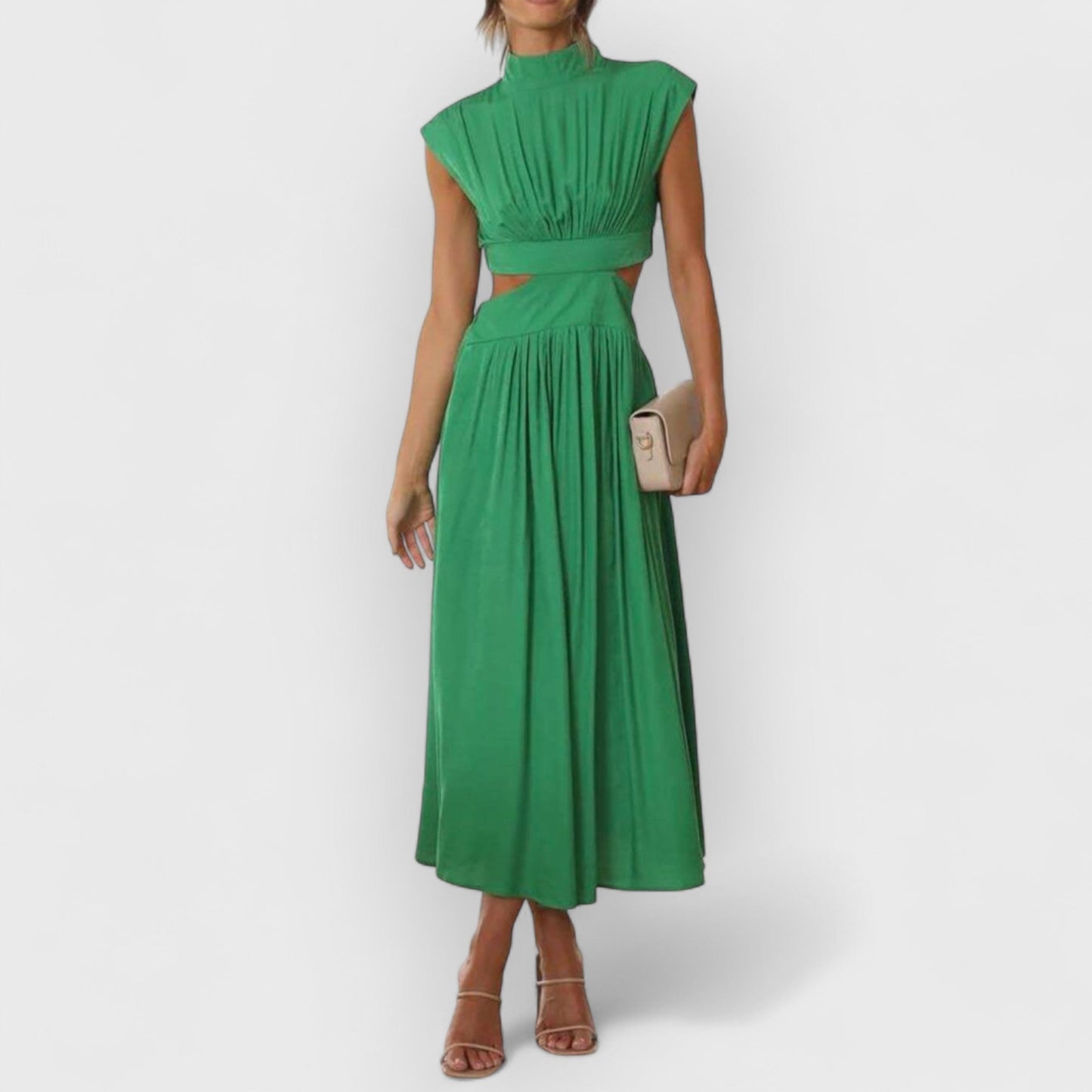 Lucy | Cut-Out Waist Pocketed Holiday Midi Dress