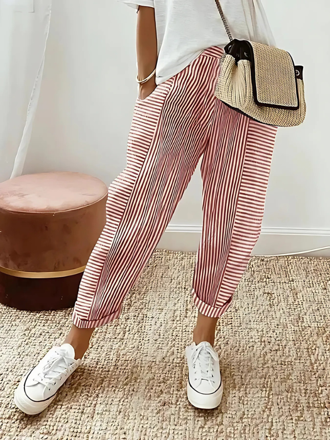 Esme | Striped Cotton Trousers