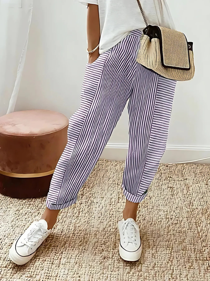 Esme | Striped Cotton Trousers