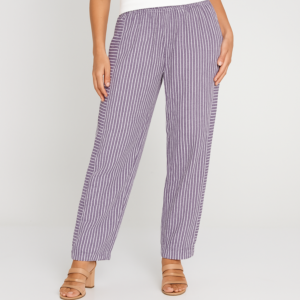 Kendra | Striped Cotton Trousers