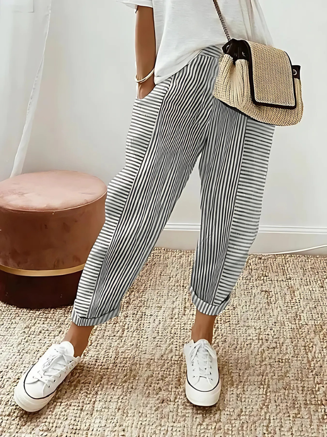 Esme | Striped Cotton Trousers