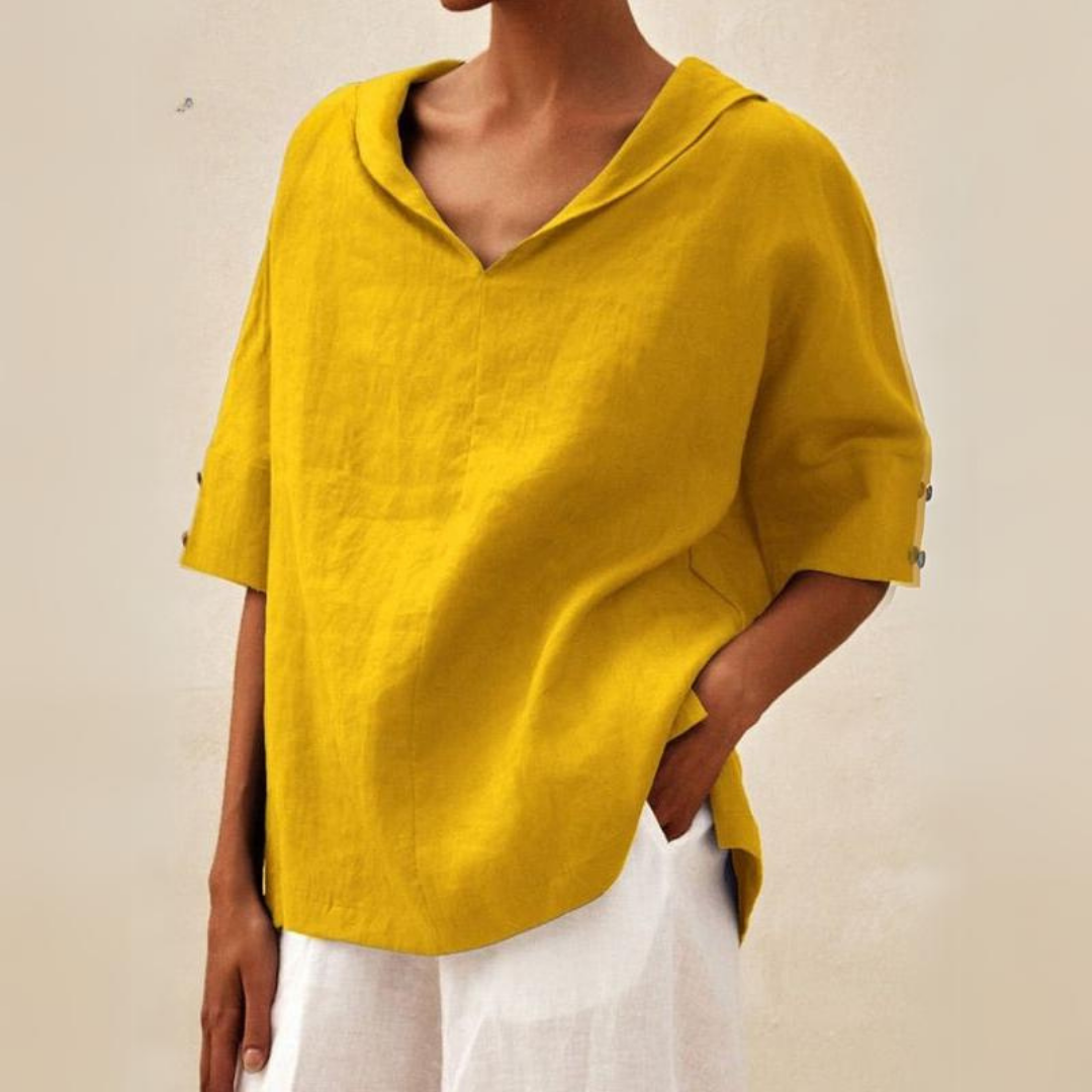 Noreen | V-Neck Casual Linen Shirt