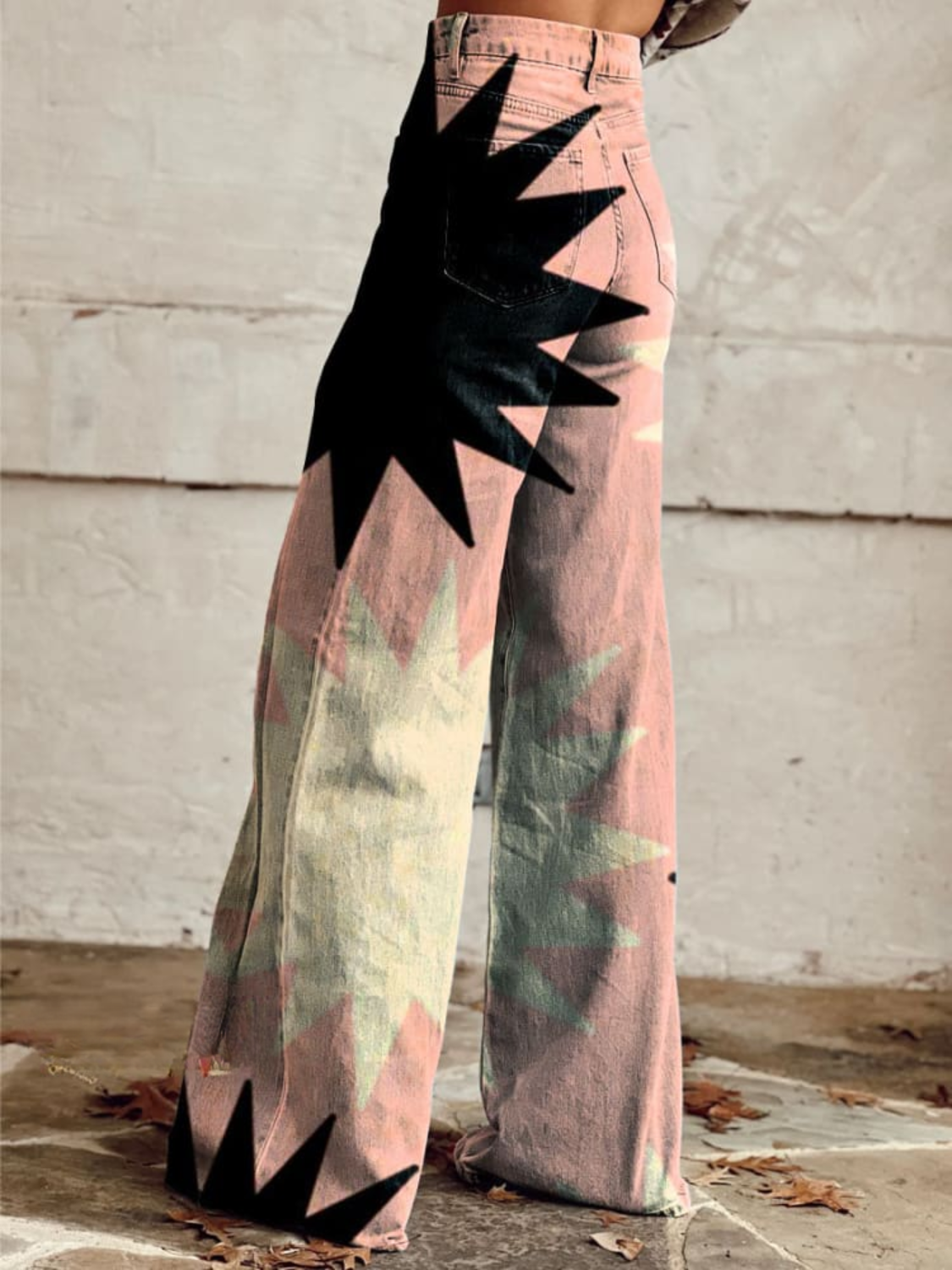 Angeline | Geometric Pattern Wide-Leg Pants