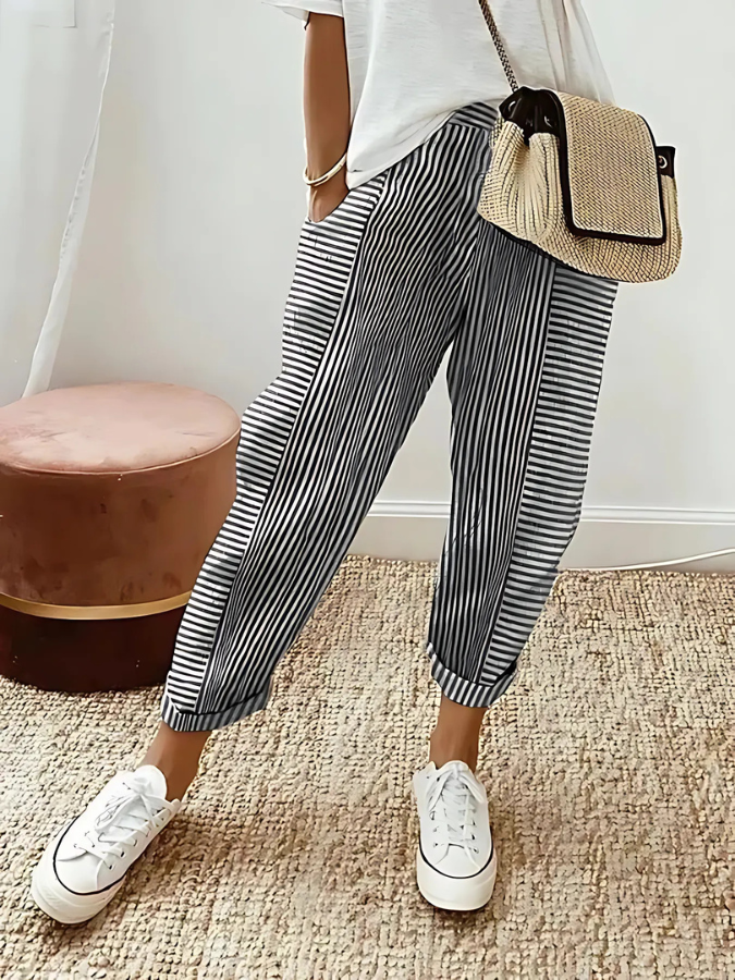 Esme | Striped Cotton Trousers