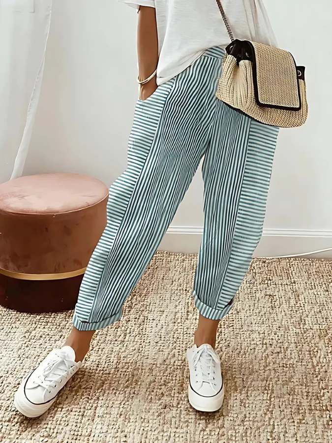 Esme | Striped Cotton Trousers