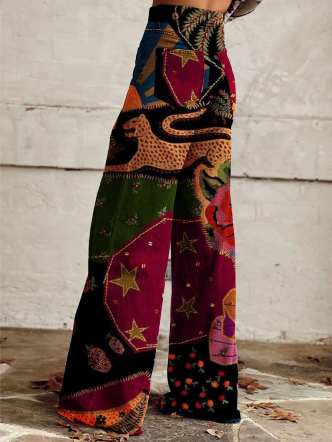 Trina | Retro Boho Wide-Leg Pants