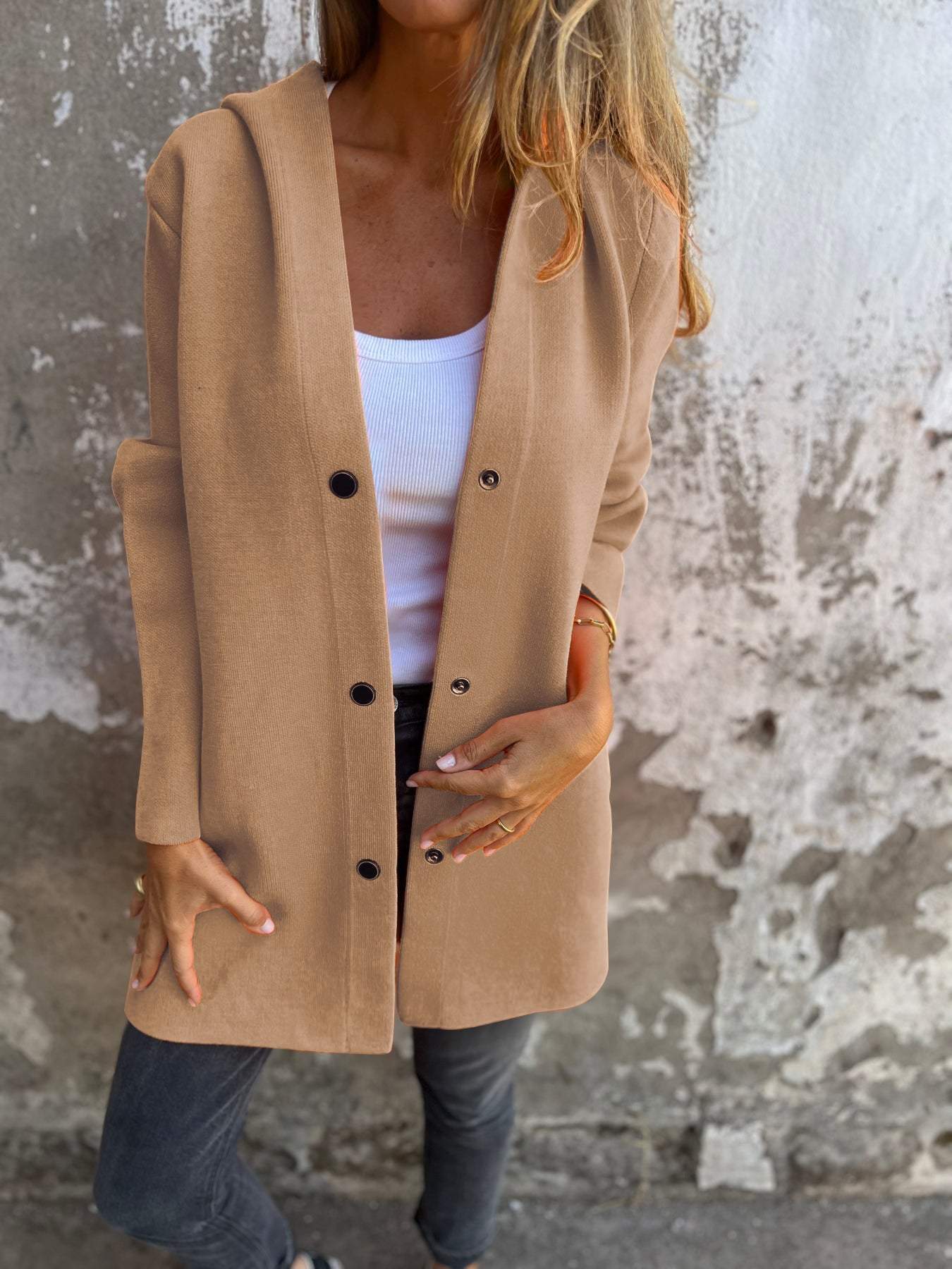Elina | Casual Single-Breasted Blazer with Hood