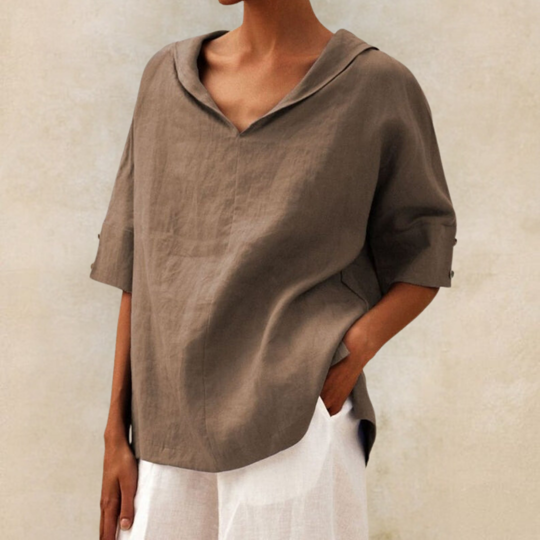 Noreen | V-Neck Casual Linen Shirt