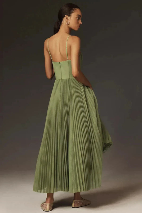 Olivia – Pleated Tulle Dress with Asymmetric Draping