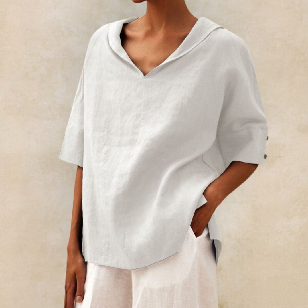 Noreen | V-Neck Casual Linen Shirt