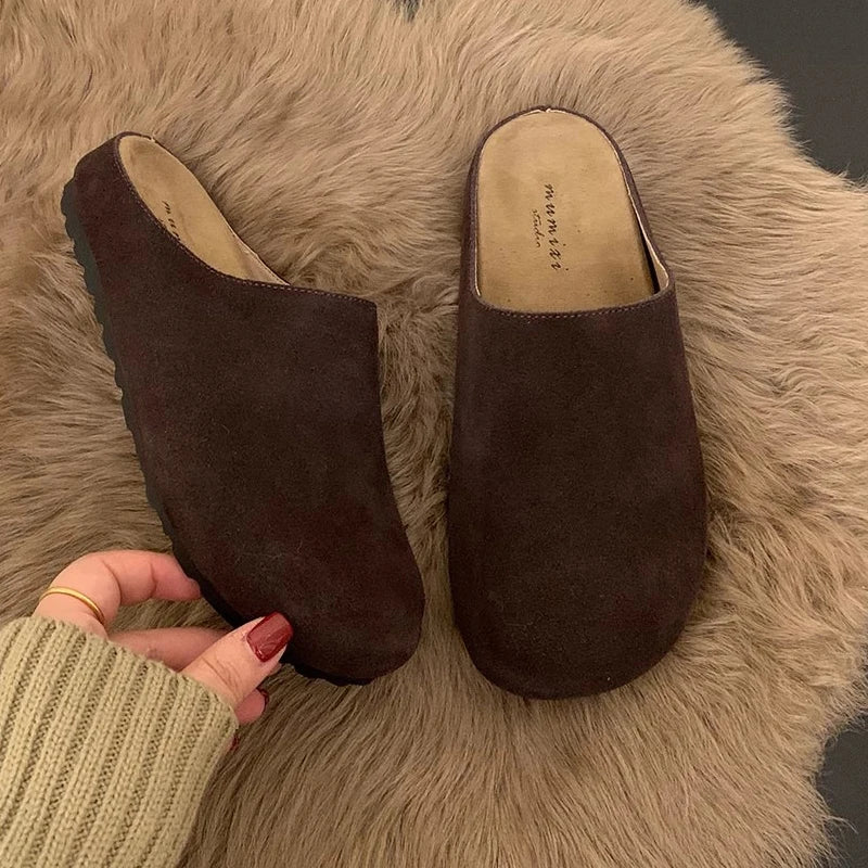 Crestar | Stylish Women's Flat Mules – Soft, Cozy & Retro Spring Slides