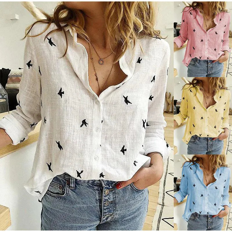 Lena | Cotton Long Sleeve Shirt Top