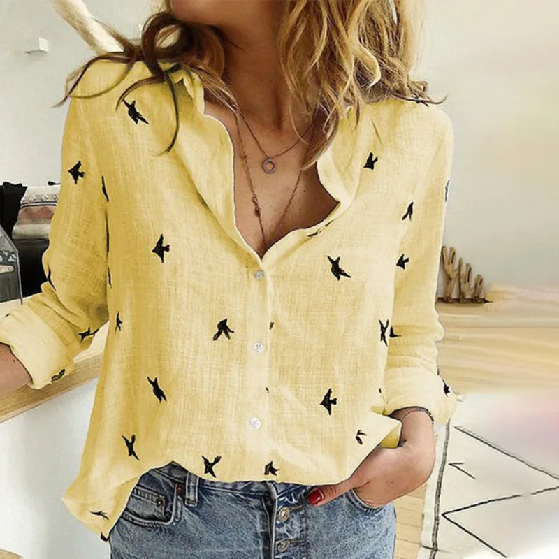 Lena | Cotton Long Sleeve Shirt Top