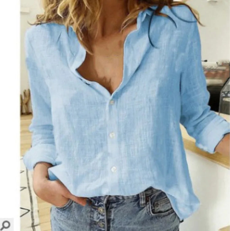 Lena | Cotton Long Sleeve Shirt Top