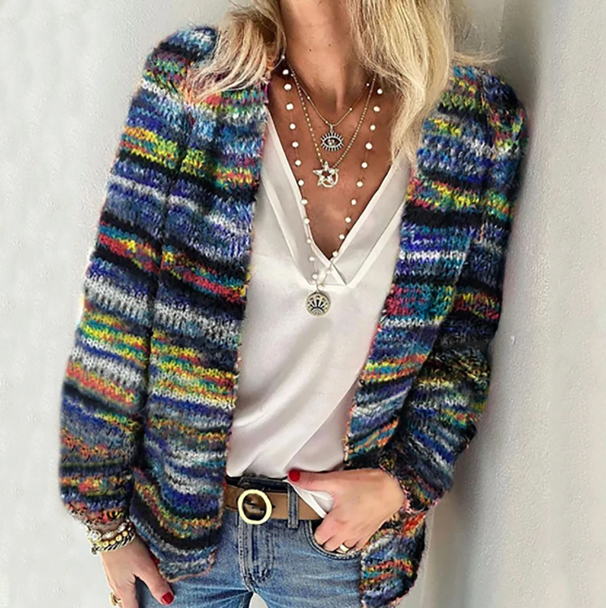 Callista | Cozy Cotton Multicolor Cardigan