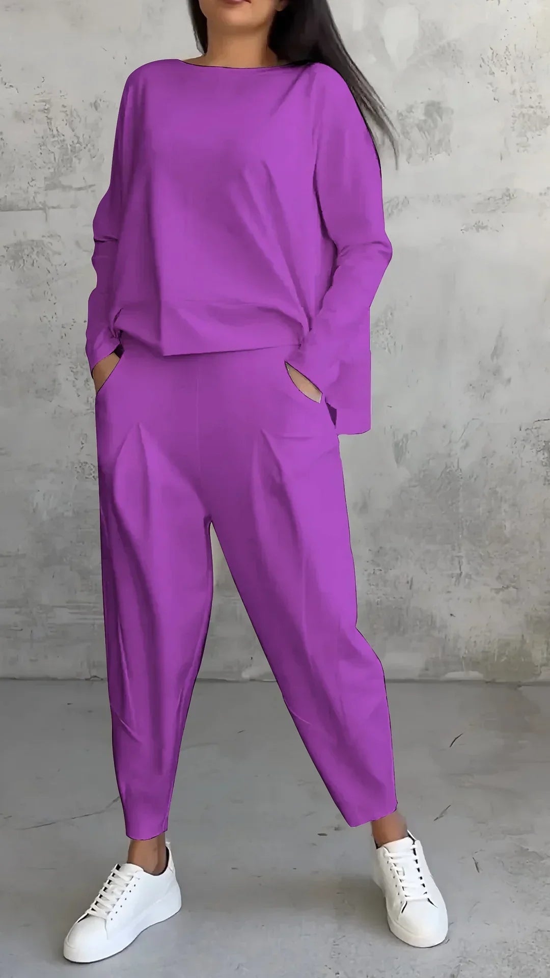Nora | Casual Round Neck Long Sleeve Two-Piece Suit
