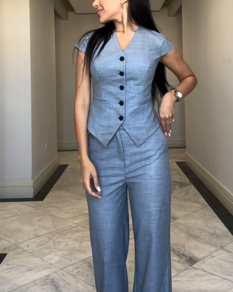 Roxanne | V-Neck Top and Pants Set