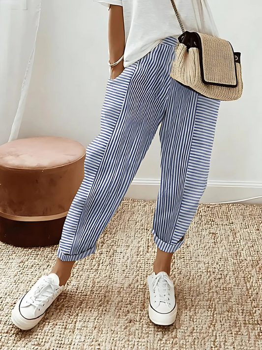 Esme | Striped Cotton Trousers