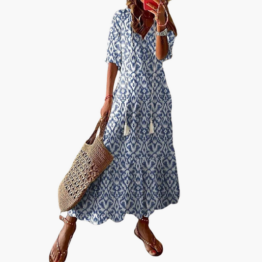 Mia | Boho Vintage V-Neck Summer Dress