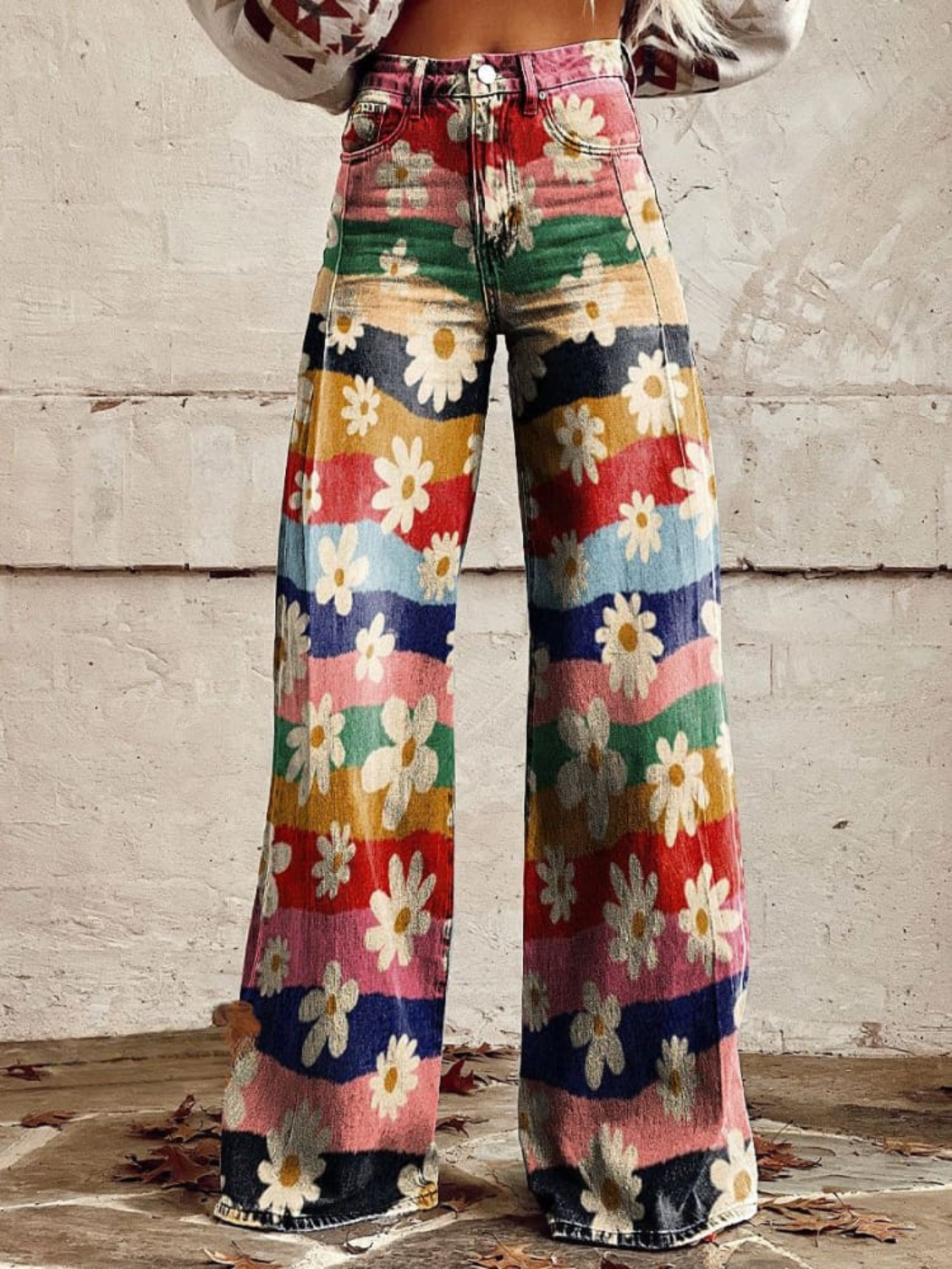 Diana | Retro Floral Wide-Leg Pants