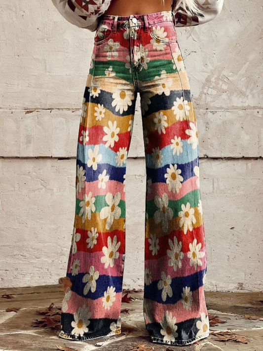 Diana | Retro Floral Wide-Leg Pants