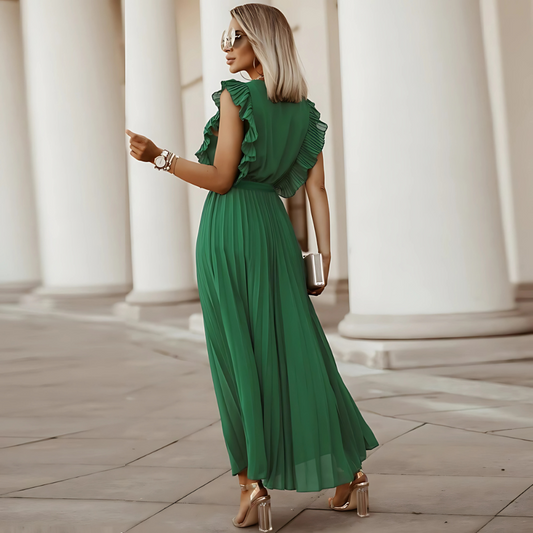 Liliana | Pleated Green Dress