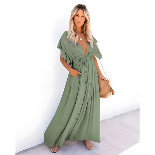 Daria | Green Maxi Summer Dress