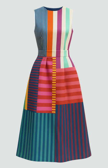 Paloma | Midi dress with artistic stripes