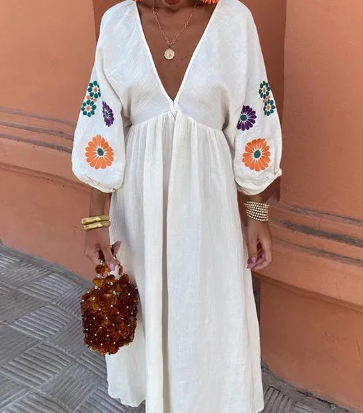 Maëlle™ | Elegant Embroidered Maxi Dress