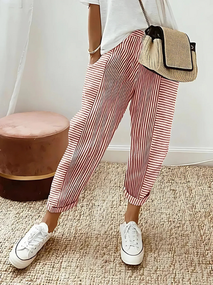 Esme | Striped Cotton Trousers