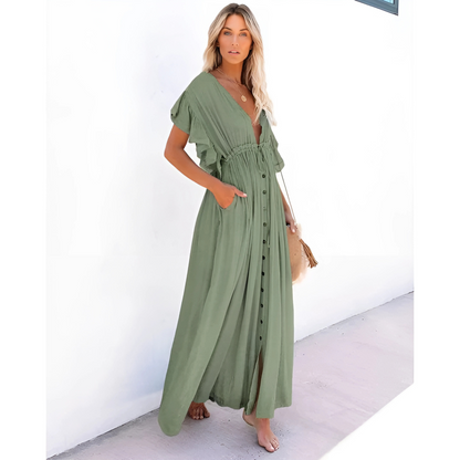 Daria | Green Maxi Summer Dress