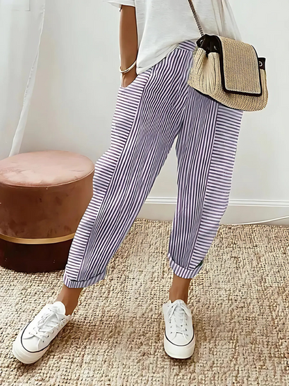 Esme | Striped Cotton Trousers