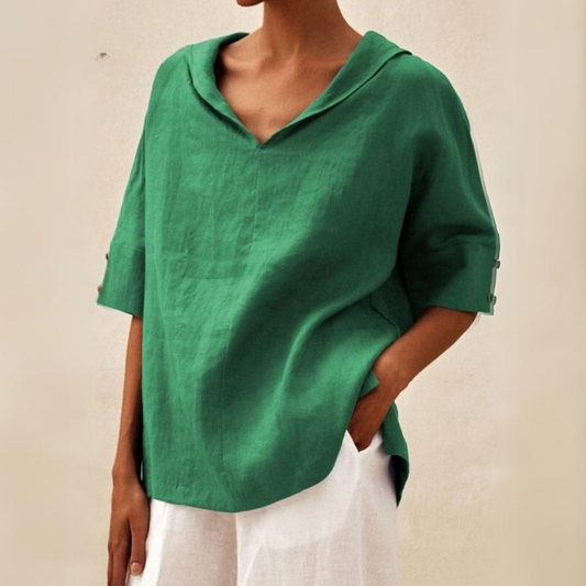 Noreen | V-Neck Casual Linen Shirt