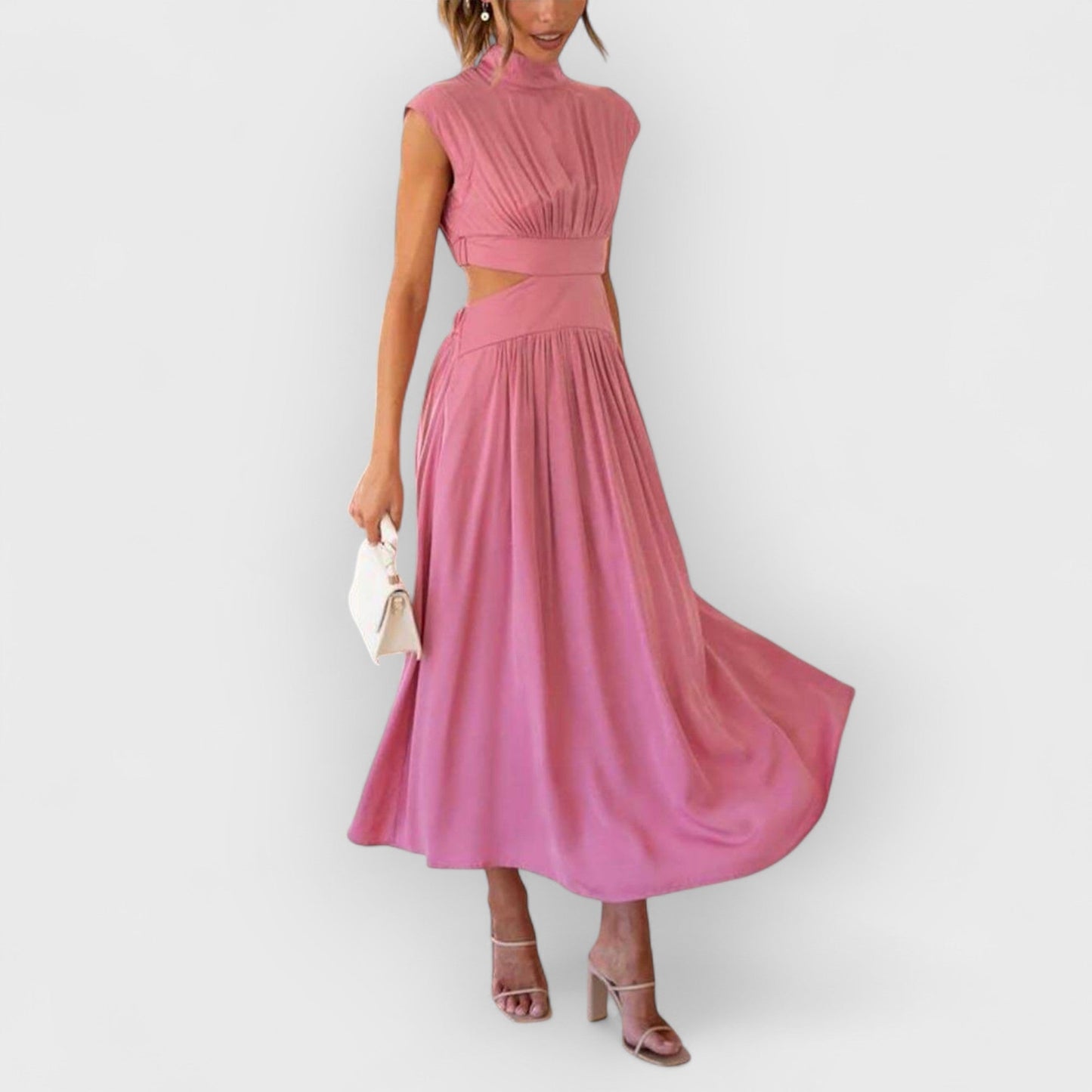 Lucy | Cut-Out Waist Pocketed Holiday Midi Dress