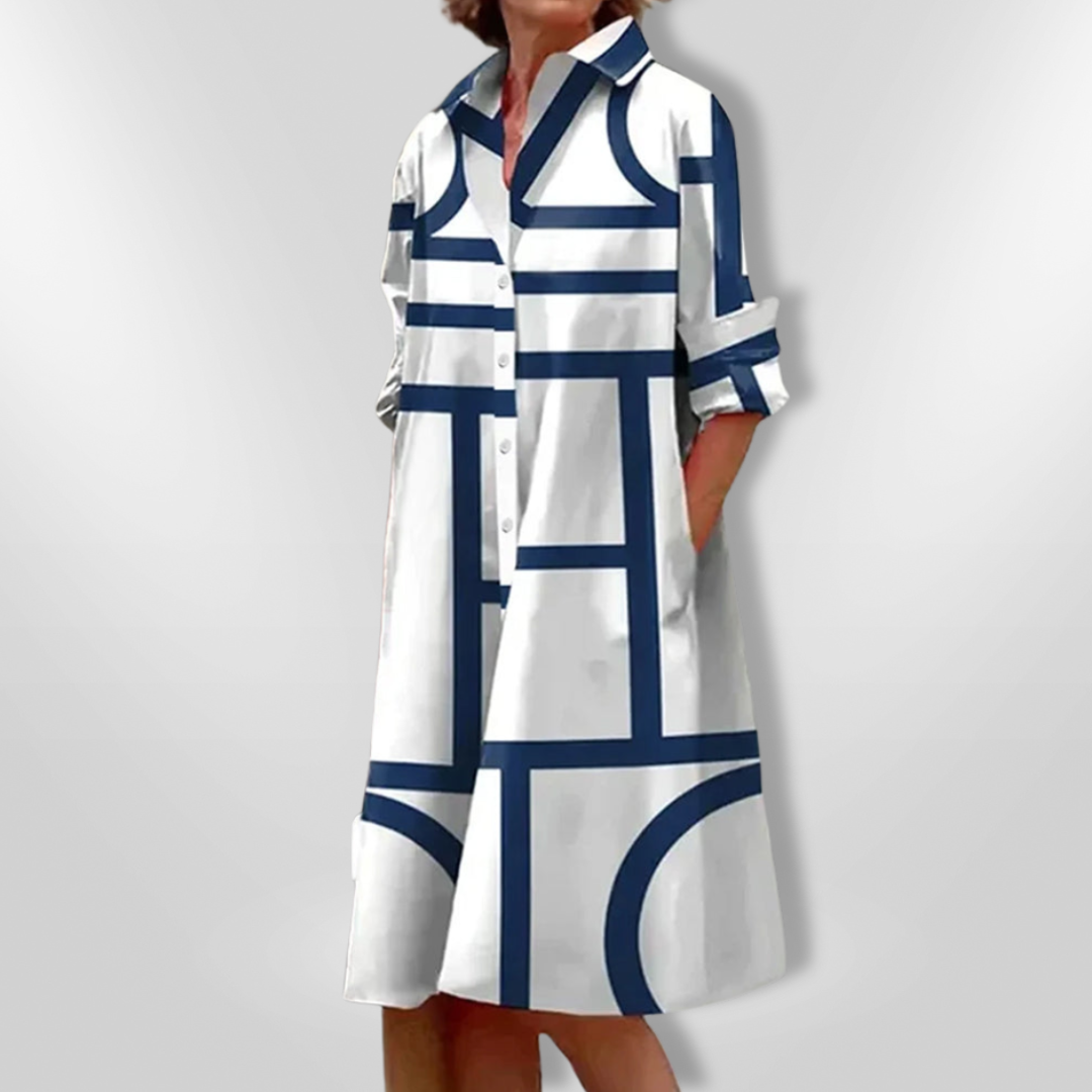 Helena | Geometric Print Midi Dress