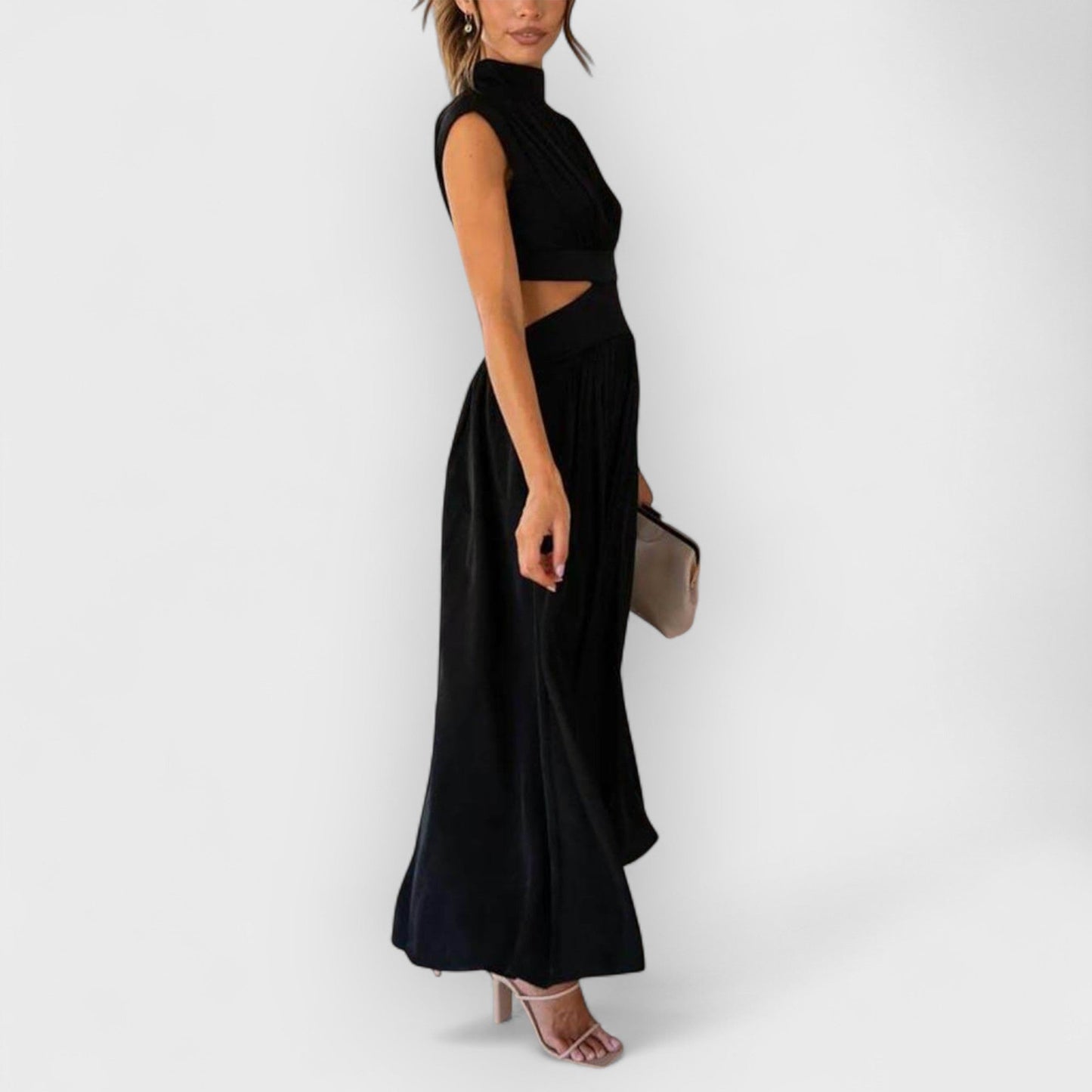 Lucy | Cut-Out Waist Pocketed Holiday Midi Dress