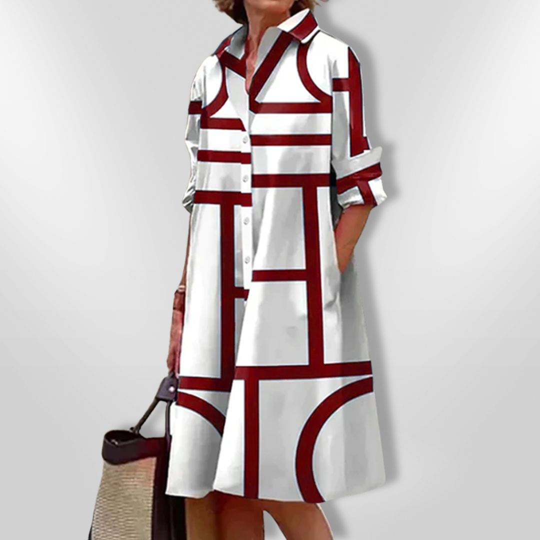 Helena | Geometric Print Midi Dress