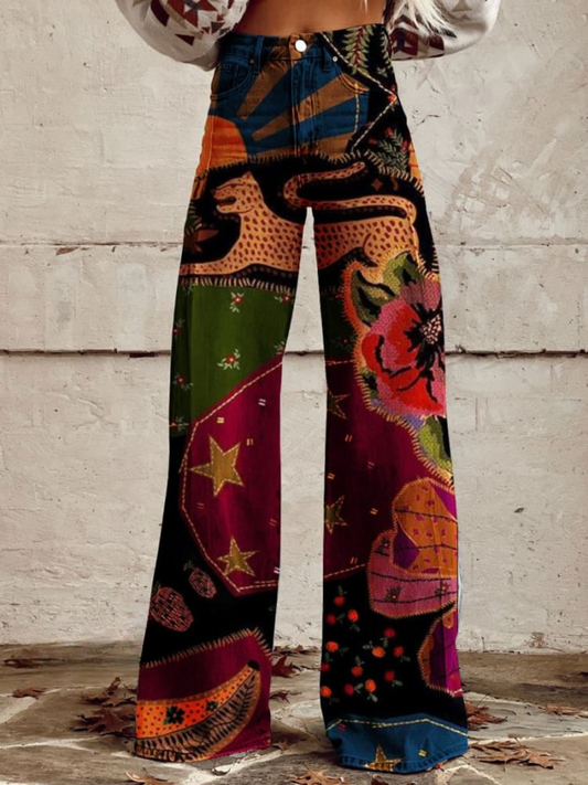 Trina | Retro Boho Wide-Leg Pants
