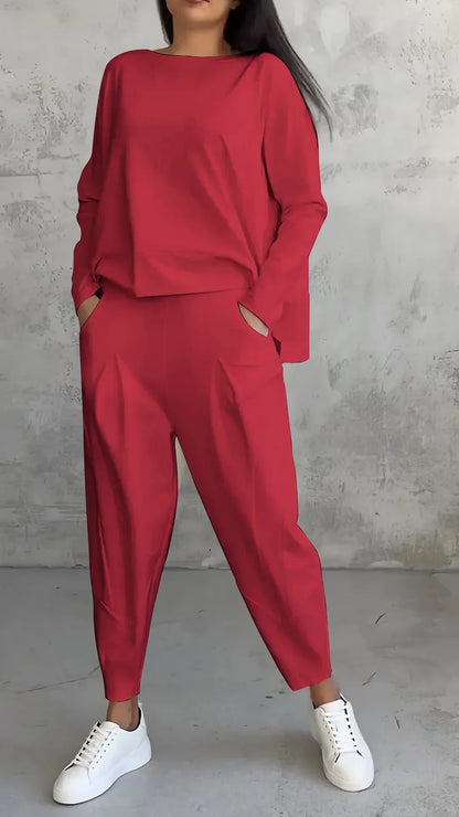 Nora | Casual Round Neck Long Sleeve Two-Piece Suit