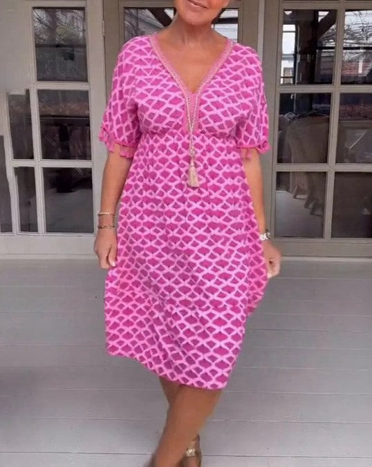 Niamh | Comfortable Loose Fit V-Neck Midi Dress