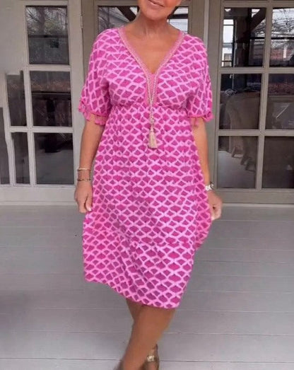 Niamh | Comfortable Loose Fit V-Neck Midi Dress