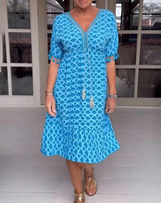 Niamh | Comfortable Loose Fit V-Neck Midi Dress