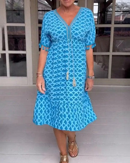 Niamh | Comfortable Loose Fit V-Neck Midi Dress