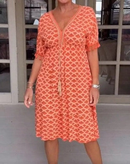 Niamh | Comfortable Loose Fit V-Neck Midi Dress
