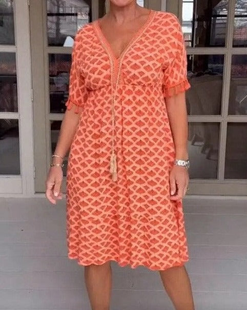 Niamh | Comfortable Loose Fit V-Neck Midi Dress