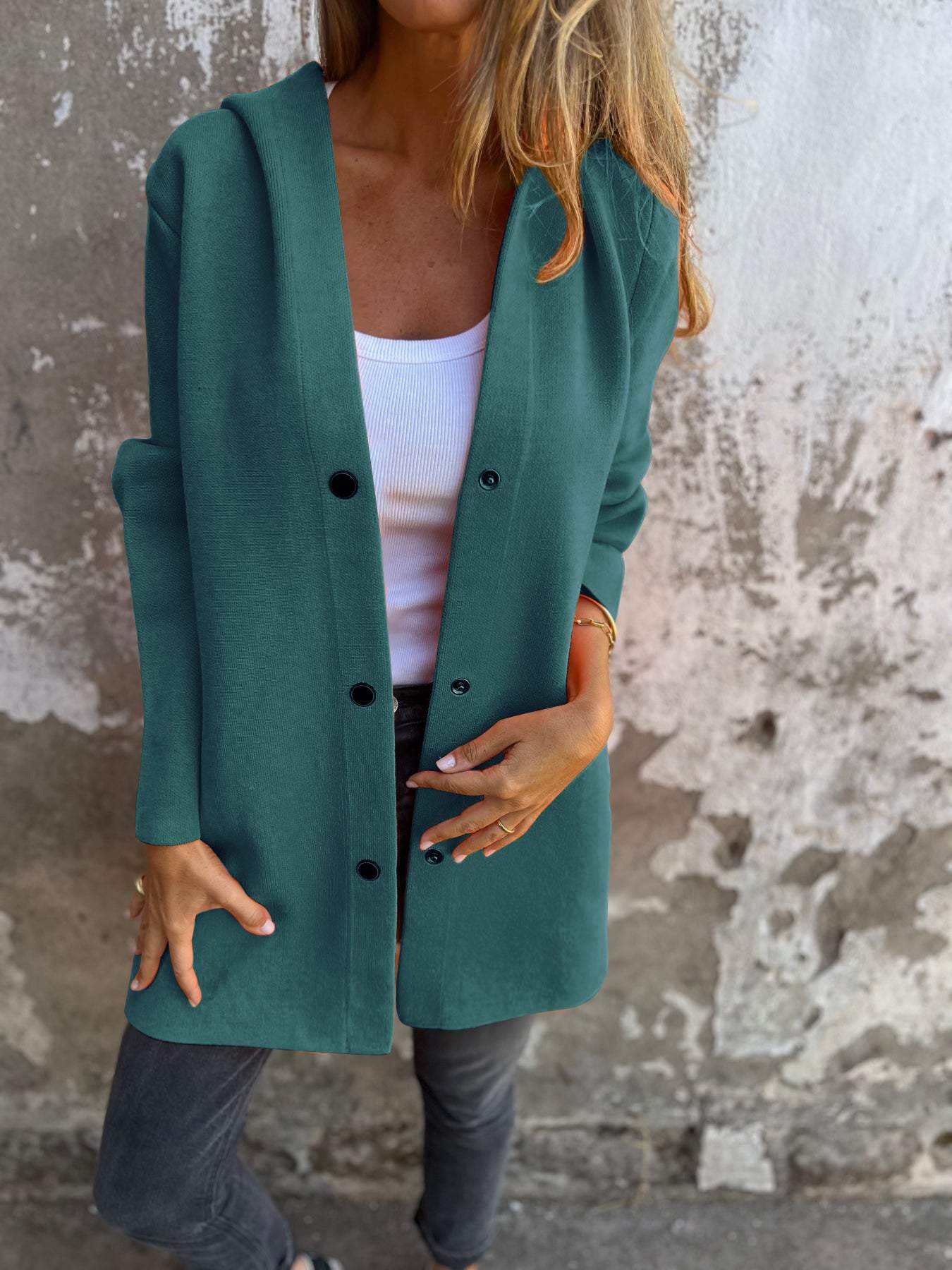 Elina | Casual Single-Breasted Blazer with Hood