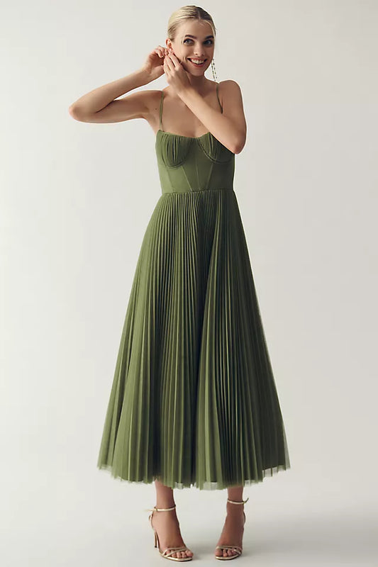Olivia – Pleated Tulle Dress with Asymmetric Draping
