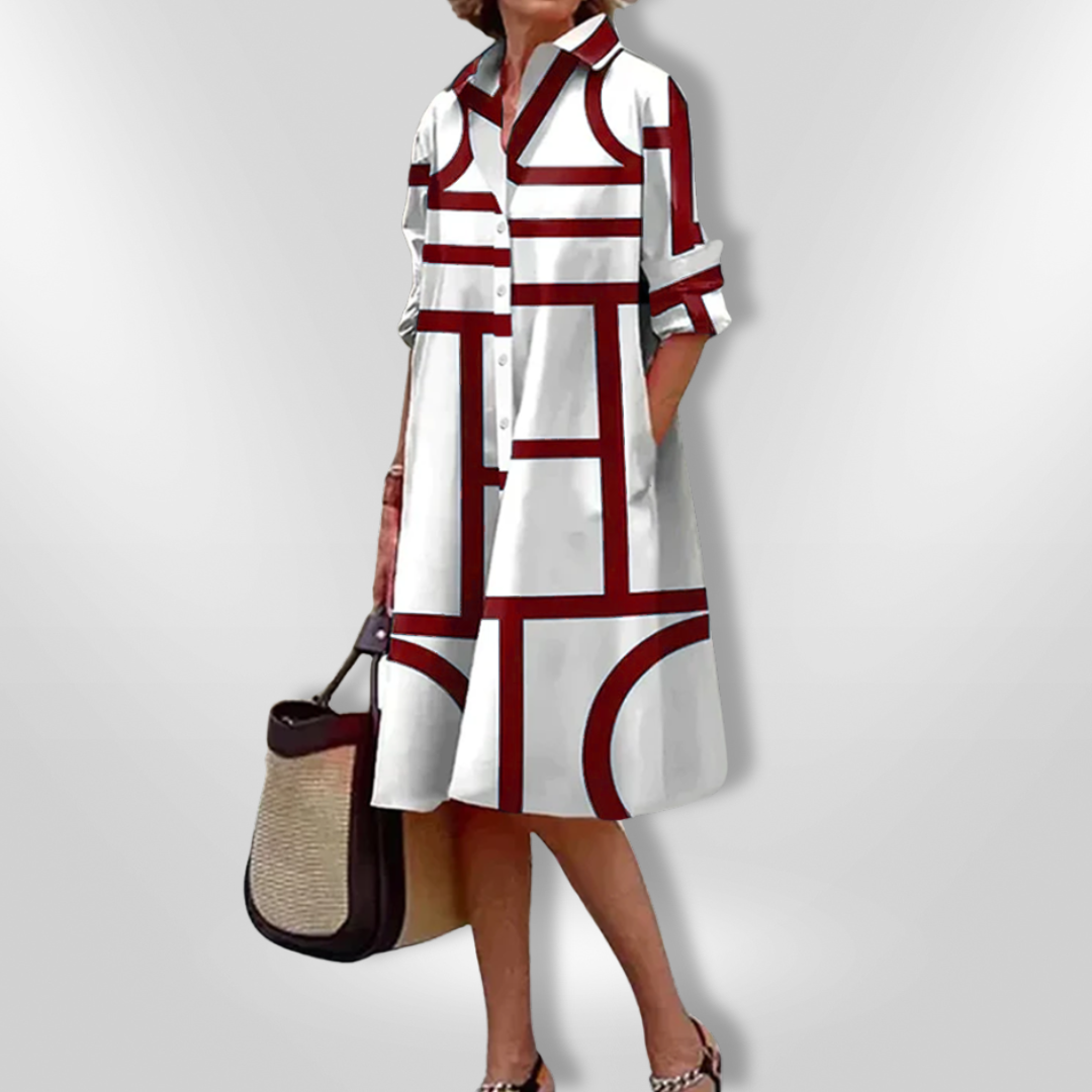 Helena | Geometric Print Midi Dress